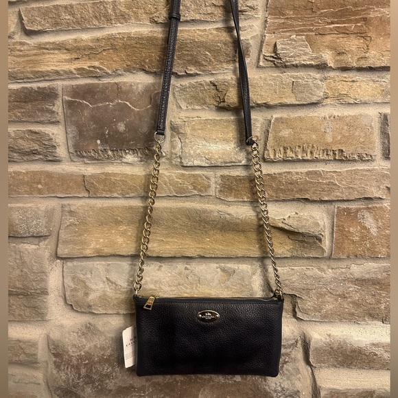 Coach Handbags - NWT Coach chain pebbled leather quinn crossbody bag chain midnight dark blue